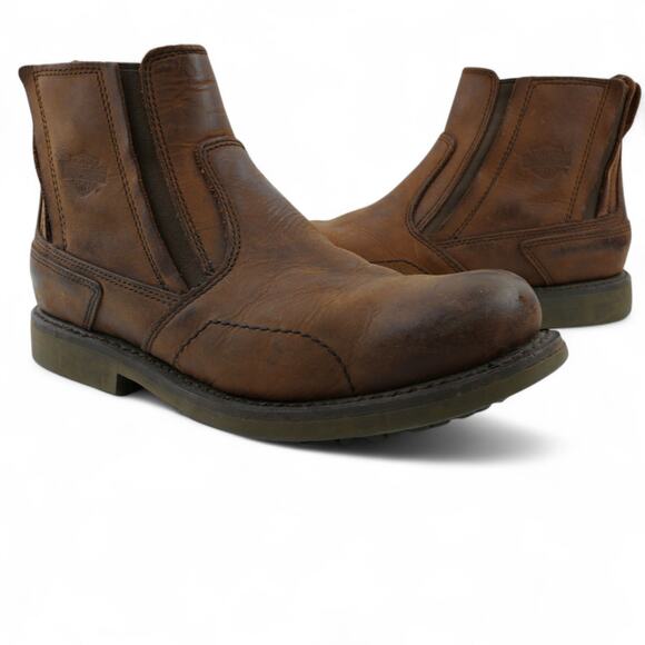 Harley Davidson Chelsea Boots Mens 11 Brown Leather Motorcycle Bikercore 93040 - Picture 2 of 11